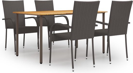 vidaXL 5-delige Tuinset poly rattan bruin