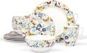 Holland Connections 16-delig Porselein Serviesset Glod Vintage Serviesset Vlinderbloemen - Servies voor 4