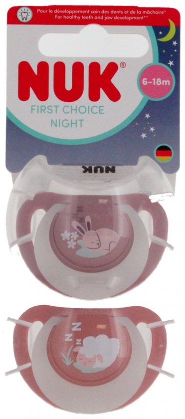 Nuk Fopspeen Baby Siliconen 6-18 Maanden Nacht Lichtgevend Konijn Schaap