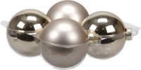 Bellatio decorations Boules de Noël - 4 pièces - champagne - verre - 10 cm - mat/brillant - Décoration de sapin de Noël