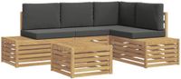 vidaXL Tuinbank Set met Kussens 5-delig Wit en Antracietkleurig
