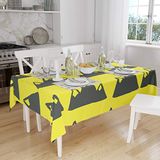 Bonamaison Tafelkleed, Anti-Mold, Sneldrogend, Waterdicht, 100% Polyester Tafellaken, Neon Geel, Rook, 140 x 160 Cm