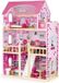 ECOTOYS Houten poppenhuis roze met 3 verdiepingen 59x30x90 cm