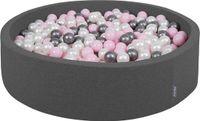 KiddyMoon Rond Ballenbad 120x30cm met 200 Ballen - Donkergrijs/Parelgrijs/Poederroze/Zilver