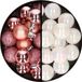 Billiet - Vanlaere Boules de Noël 36x pièces - 3 et 4 cm - rose et blanc nacré - plastique