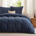 TRANKIELO® - Beddengoedset 200x200 cm - Zacht polyester, 2 kussenslopen, Donkerblauw, Ademend, Ritssluiting