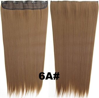 Clip in hair extensions 1 baan straight bruin 6A 60cm