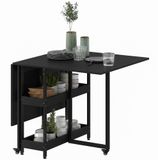 HOMCOM Table à manger pliante 4 places, rabattable gain de place, Noir