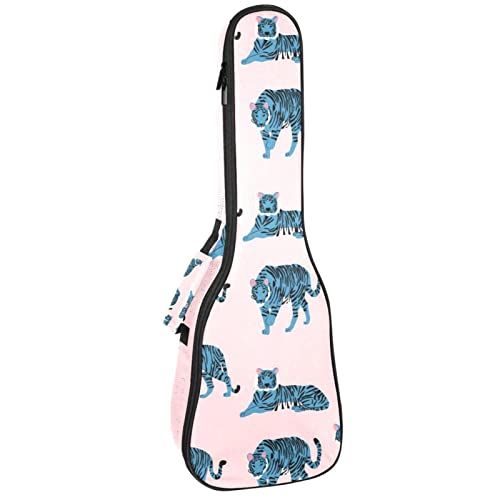 Mersov Concert Ukelele Rugzak, Heavy Duty Ukelele Case Bag met Opslag, Sopraan Concert Tenor Ukelele 10MM Gewatteerde BagBlack SheepsTiger Roze
