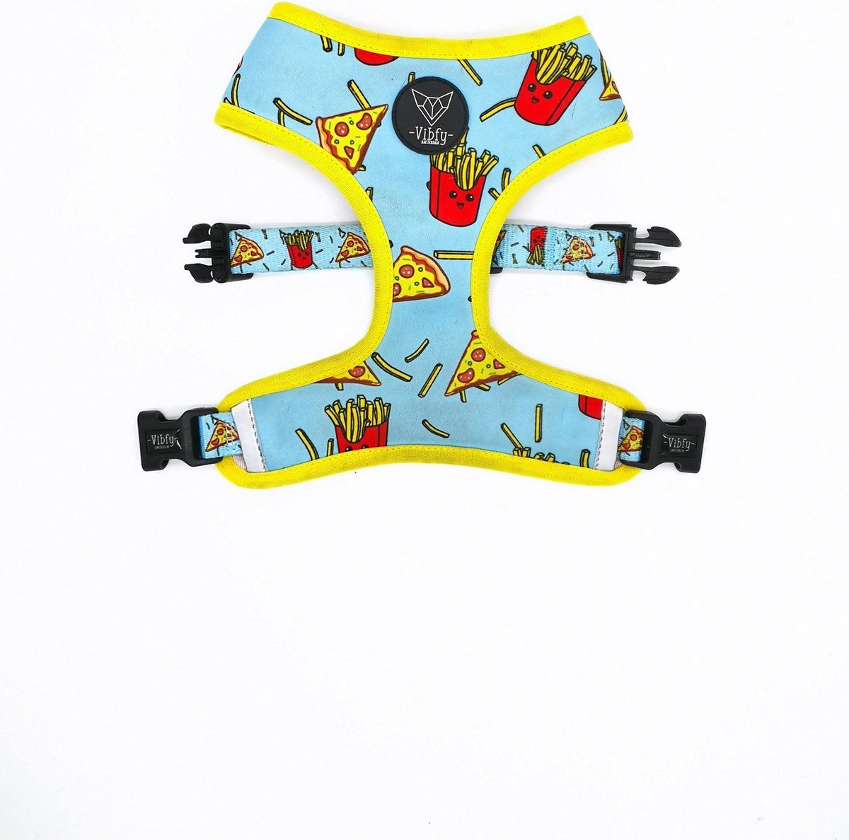 Vibfy - Subzero One - Duurzaam honden tuig/harnas - Pizza & Fries! - Maat M - 46–60 CM