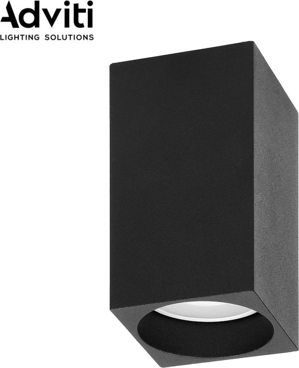 Adviti BARBRA Vierkante opbouwspot - Downlight - Zwart - GU10 - Aluminium