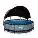 Exit Stone Piscine Ronde Ø300cm - Gris - Avec Pare-soleil et Pompe de Filtration