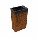 Saniclass Holz Atelier Toiletmeubelset - 40x60.5cm - 1 deur - fontein natuursteen donker - kraangat rechts - walnut pure