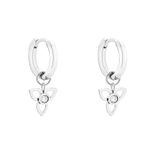 Tamaris Oorbel - creolen van roestvrij staal met zirkonia steen en bloemhanger - zilver - 1,5 cm - klapsluiting - waterdicht & huidvriendelijk