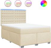 vidaXL Boxspring met matras stof crèmekleurig 160x200 cm