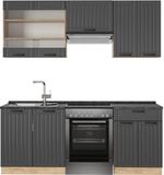Vicco Fame-Line Complete keukeneenheid – 200 cm zonder werkblad Donkergrijs
