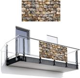 GreatGardenPosters Balkonscherm 200x110 cm - PVC - Beige/Grijs - Stenen