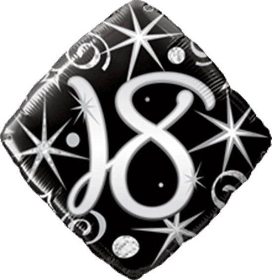 Amscan Folieballon 18 jaar - Zwart/Wit