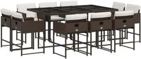 vidaXL 11-delige Tuinset met kussens, poly rattan, bruin