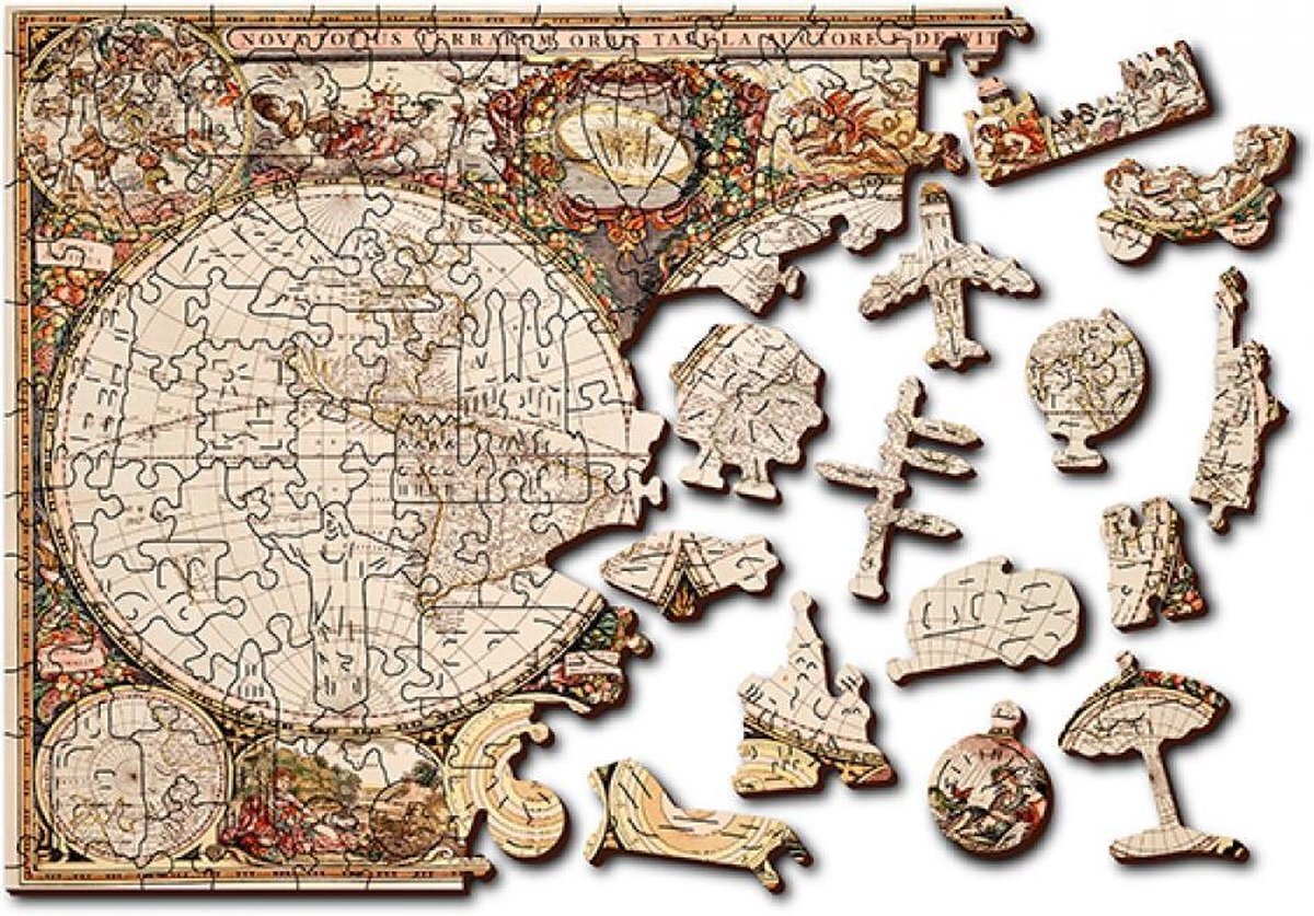 Wooden City Wooden puzzle Antique world map L