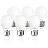 SIGMALED LIGHTING - LED lamp E27 6W (gelijk aan 50W) - Warm wit licht (2800K) - 550 lumen - Kleine gloeilamp Bol G45 LED - Verpakking van 6