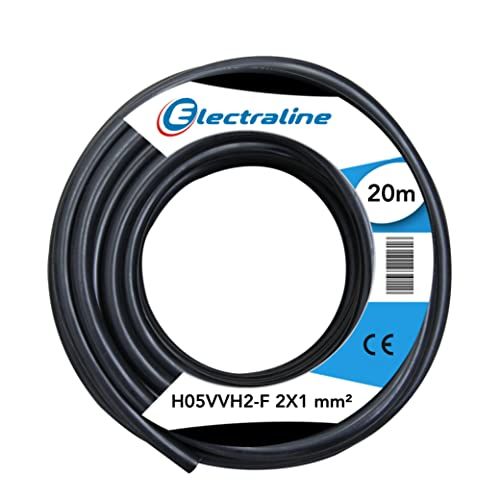 Electroline Kabel H05VVH2-F - 2x1 mm. - 20 mt - Zwart