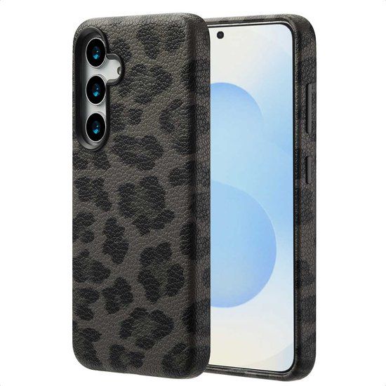Selencia Sabi Backcover Panterprint met MagSafe voor de Samsung Galaxy S25 - Midnight Black