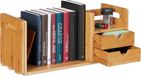 Merkloos Relaxdays Bureau organizer bamboe, 2 lades, uittrekbaar, met boekensteun