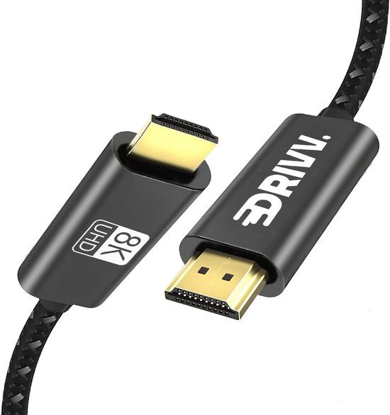 Drivv. HDMI Kabel 2.1 - Ultra HD - 8K 60Hz / 4K 120Hz - 48 Gbps - Geschikt voor gameconsoles - Nylon - 5 meter