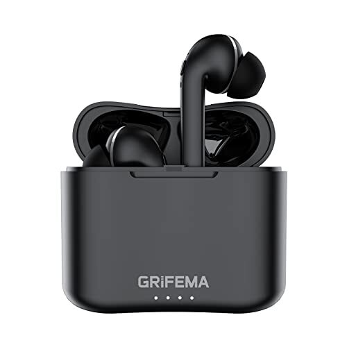 GRIFEMA G-TWS1B Draadloze Bluetooth-hoofdtelefoon, Bluetooth 5.1, in-ear hoofdtelefoon, draadloos, geschikt voor hardlopen en training, met laadhoes en microfoon, zwart