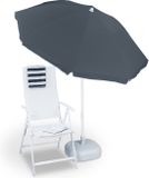 Merkloos Relaxdays parasol met knikarm 180 cm - kantelbare strandparasol - ronde tuinparasol balkon - grijs