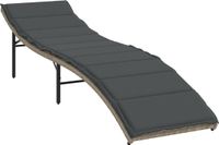 vidaXL Ligbed met kussen 55x199x50 cm poly rattan lichtgrijs