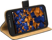 Mumbi Book Case Leer Zwart voor Motorola Moto G3
