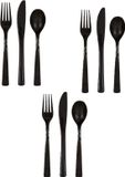 Unique Party set de couverts - 24 personnes - plastique réutilisable - noir