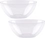 Plasticforte Serveerschaal/saladeschaal - 2x stuks - D27 x H12 cm - kunststof - transparant