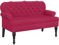 vidaXL Bankje met rugleuning 119,5x64,5x75 cm fluweel wijnrood