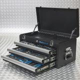 Datona® Boîte à outils trois tiroirs - 3 tiroirs remplis - Noir