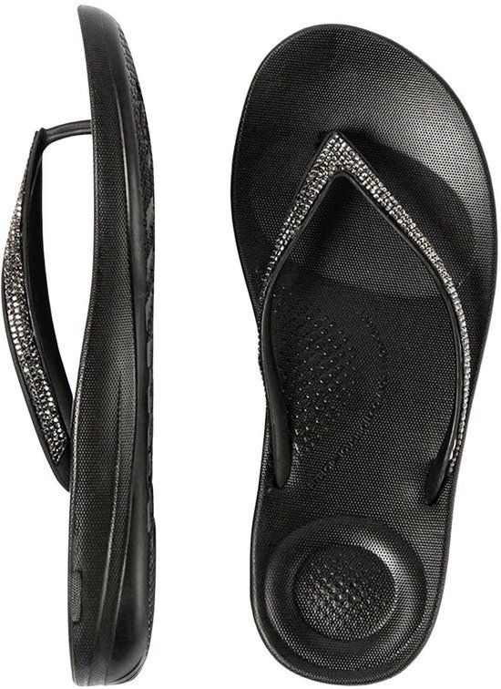 FitFlop iQushion Sparkle Teenslippers Dames - Zwart - Maat 42