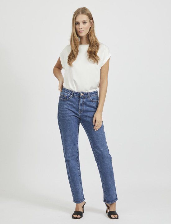 VILA VIELLETTE S/S SATIN TOP - NOOS - Snow White - Maat 40