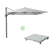 Platinum Challenger T² zweefparasol | 350x260cm met Rocca parasolvoet 90kg | Light Grey