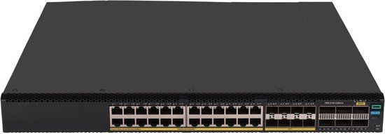 HPE Networking Comware Data Center Switch 24p 10GBASE-T 8p SFP+ 1G/10G 6p QSFP28 100G Managed L2/L3 10G Ethernet 1U Zwart