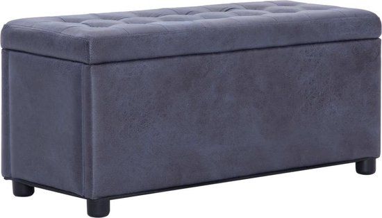 vidaXL Opberghocker 87,5 cm kunstsuède grijs