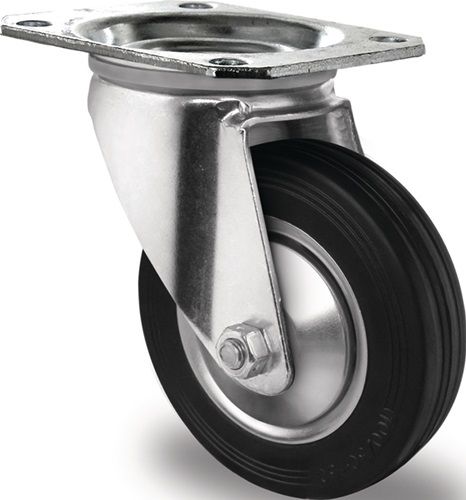 Promat/Tecwerk Zwenkwiel | Wiel-Ø 125 mm | draagvermogen 100 kg | massief rubber | plaat L105xB80 mm - 3000276002