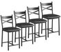 Tabouret de bar moderne - tabouret de comptoir / chaise de cuisine - avec dossier - repose-pieds - pivotant - revêtement en polyuréthane - cadre en métal - hauteur d'assise env. 56 cm - noir