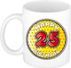 Bellatio Decorations Verjaardag cadeau mok - 25 jaar - geel - sterretjes - 300 ml - keramiek