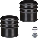 Merkloos 2x deurstop - deurstopper - rubberen ring - deurbuffer zwaar - kunststof zwart