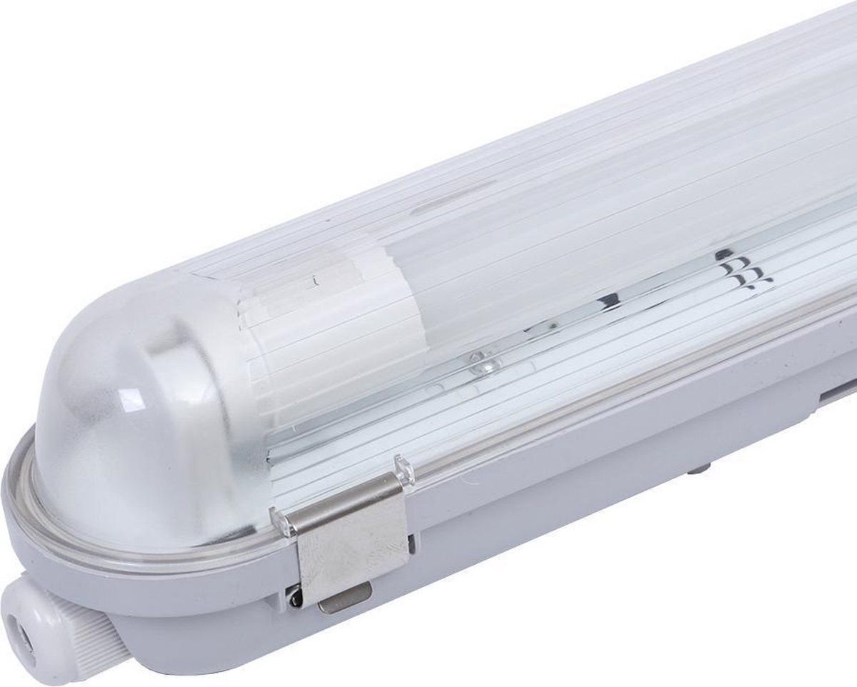 HOFTRONIC - TL armatuur geschikt voor T8 TL buizen - 60cm - LED - Waterdicht - Flikkervrij - Koppelbaar - 9 Watt - 990 lumen - 110 lm/W - 230V - 6000K Daglicht wit - TL armatuur voor werkplaatsen, garages, bedrijfshallen en magazijnen