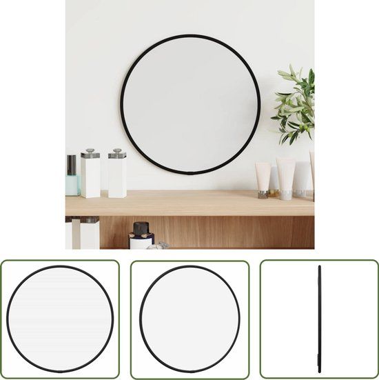 vidaXL Wandspiegel rond Ø30 cm zwart