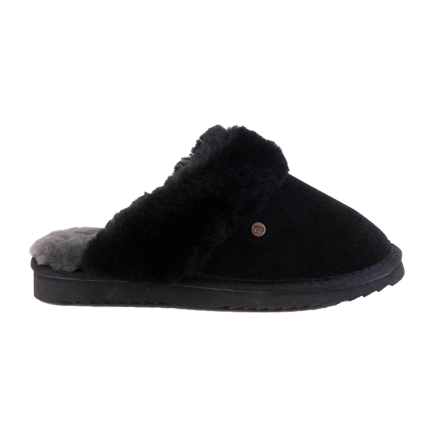 Warmbat Flurry Suede Dames Sloffen - Zwart/Zwart