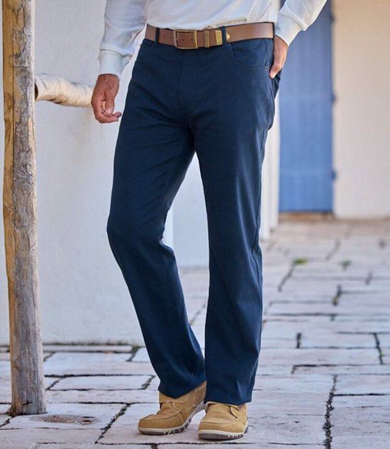 ATLAS FOR MEN Regular Twill Stretchbroek Heren Marineblauw W46